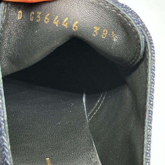 CHANEL 20K Denim Leather Chain Cap Toe Lace Up Oxford Heels Loafers Shoes - Picture 13 of 16